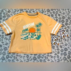 Volcom Kids' Orange Graphic Crop Top T-Shirt